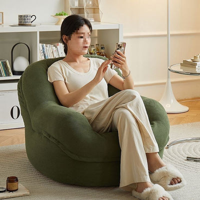 Modern Minimalist Corduroy PP Cotton U-Shaped Rounded Square Accent Chair With Backrest Armrest For Living Room