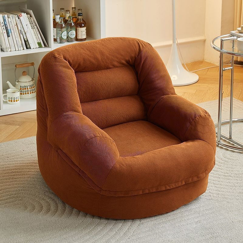 Modern Minimalist Corduroy PP Cotton U-Shaped Rounded Square Accent Chair With Backrest Armrest For Living Room