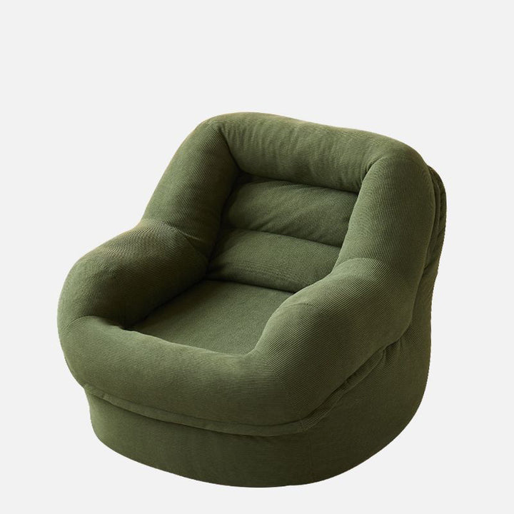 Modern Minimalist Corduroy PP Cotton U-Shaped Rounded Square Accent Chair With Backrest Armrest For Living Room