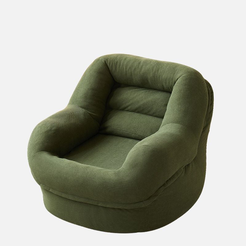 Modern Minimalist Corduroy PP Cotton U-Shaped Rounded Square Accent Chair With Backrest Armrest For Living Room