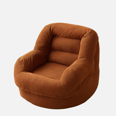 Modern Minimalist Corduroy PP Cotton U-Shaped Rounded Square Accent Chair With Backrest Armrest For Living Room