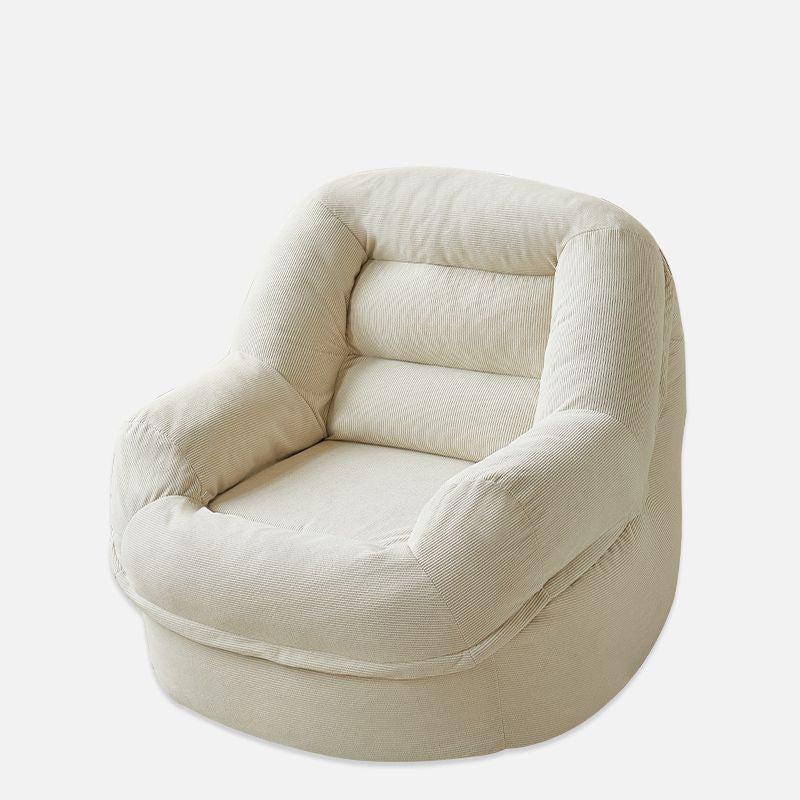 Modern Minimalist Corduroy PP Cotton U-Shaped Rounded Square Accent Chair With Backrest Armrest For Living Room