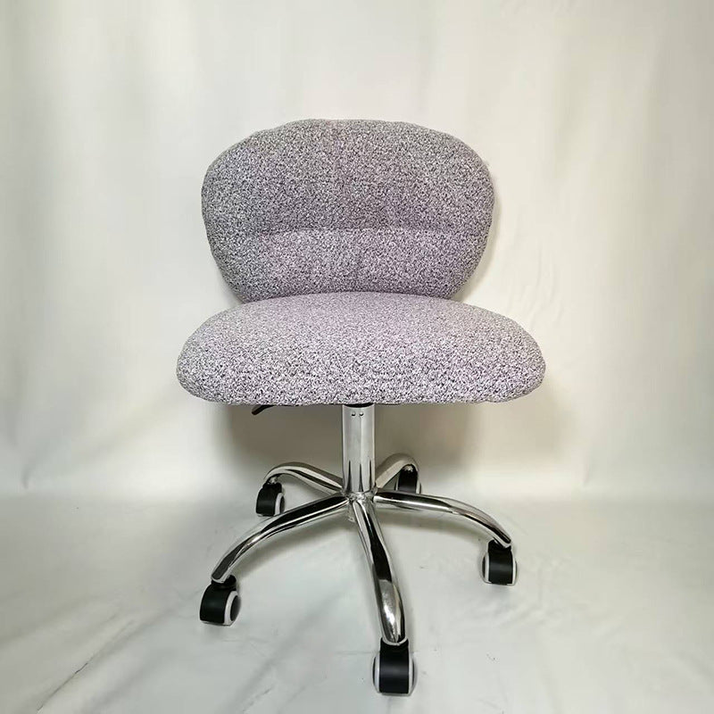 Chaise de bureau ronde moderne minimaliste en coton velours, bois et acier inoxydable avec dossier pour bureau à domicile 