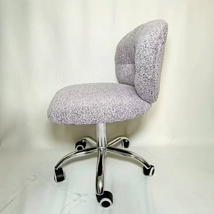 Chaise de bureau ronde moderne minimaliste en coton velours, bois et acier inoxydable avec dossier pour bureau à domicile 