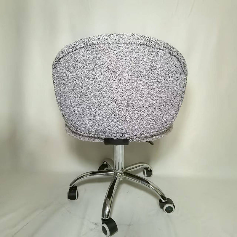 Chaise de bureau ronde moderne minimaliste en coton velours, bois et acier inoxydable avec dossier pour bureau à domicile 