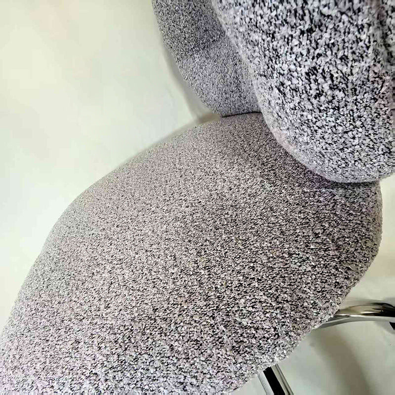 Chaise de bureau ronde moderne minimaliste en coton velours, bois et acier inoxydable avec dossier pour bureau à domicile 