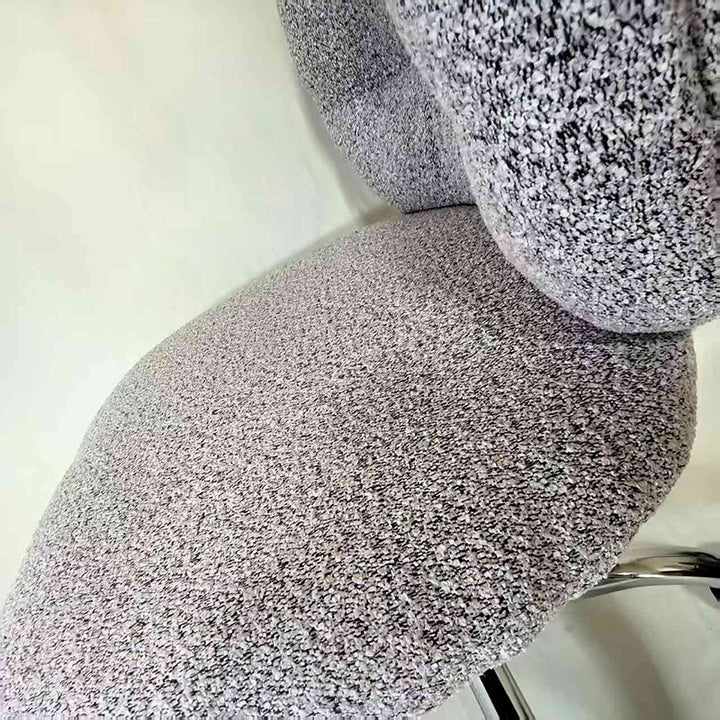 Chaise de bureau ronde moderne minimaliste en coton velours, bois et acier inoxydable avec dossier pour bureau à domicile 