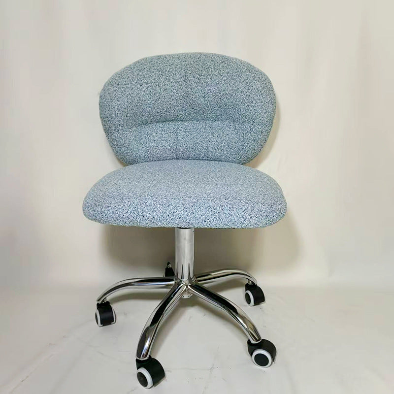 Chaise de bureau ronde moderne minimaliste en coton velours, bois et acier inoxydable avec dossier pour bureau à domicile 