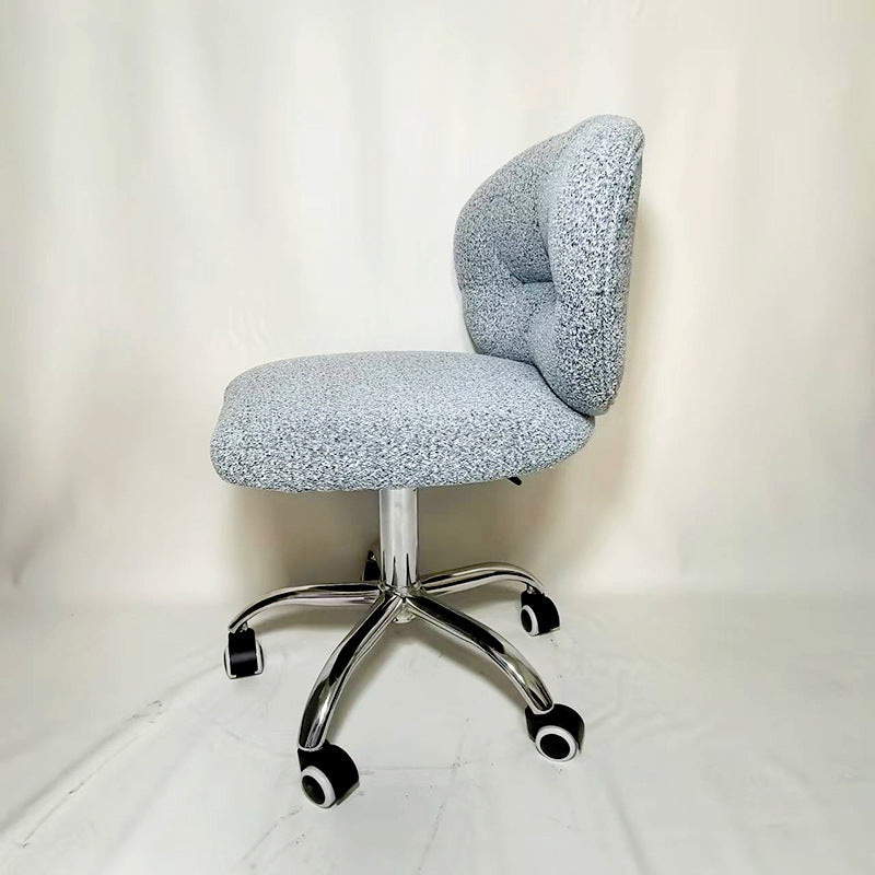 Chaise de bureau ronde moderne minimaliste en coton velours, bois et acier inoxydable avec dossier pour bureau à domicile 
