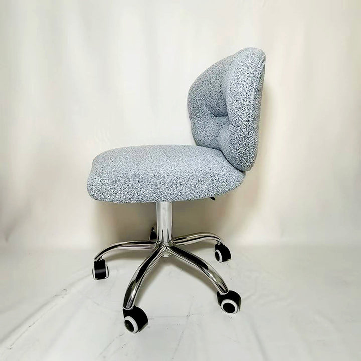 Chaise de bureau ronde moderne minimaliste en coton velours, bois et acier inoxydable avec dossier pour bureau à domicile 