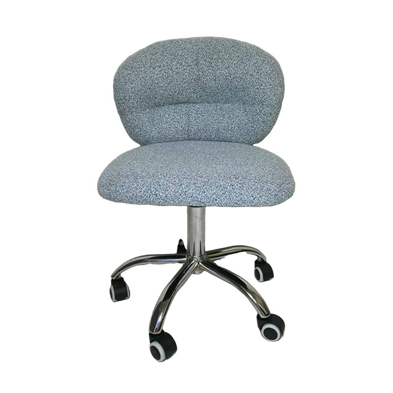 Chaise de bureau ronde moderne minimaliste en coton velours, bois et acier inoxydable avec dossier pour bureau à domicile 