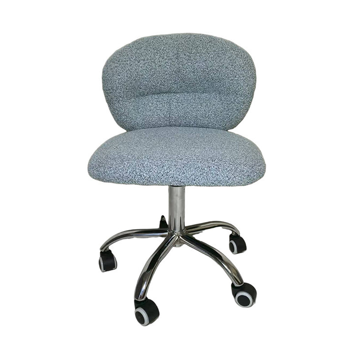 Chaise de bureau ronde moderne minimaliste en coton velours, bois et acier inoxydable avec dossier pour bureau à domicile 