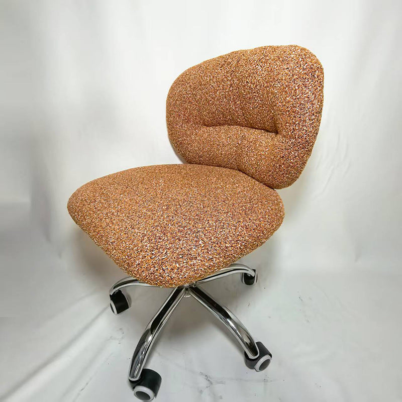 Chaise de bureau ronde moderne minimaliste en coton velours, bois et acier inoxydable avec dossier pour bureau à domicile 
