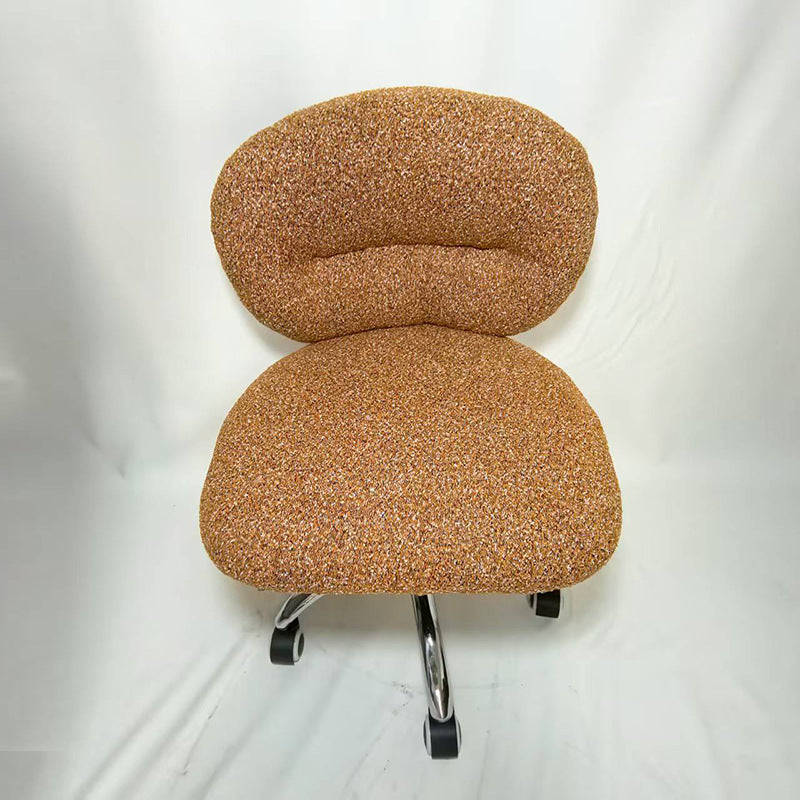 Modern Minimalist Cotton Velvet Metal Rounded Desk Chair With Backrest For Home Office