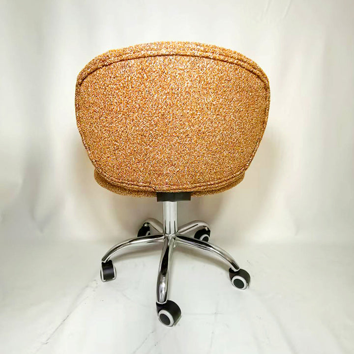 Chaise de bureau ronde moderne minimaliste en coton velours, bois et acier inoxydable avec dossier pour bureau à domicile 