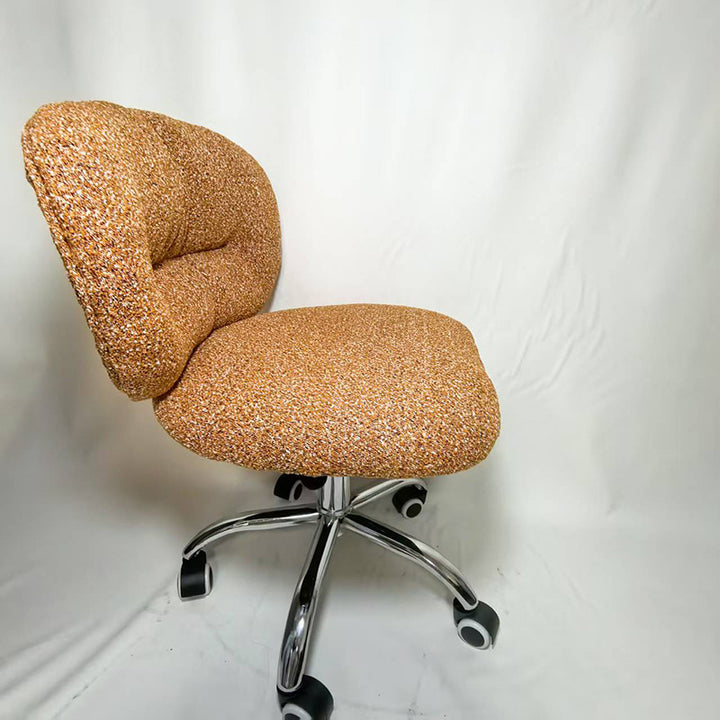 Chaise de bureau ronde moderne minimaliste en coton velours, bois et acier inoxydable avec dossier pour bureau à domicile 