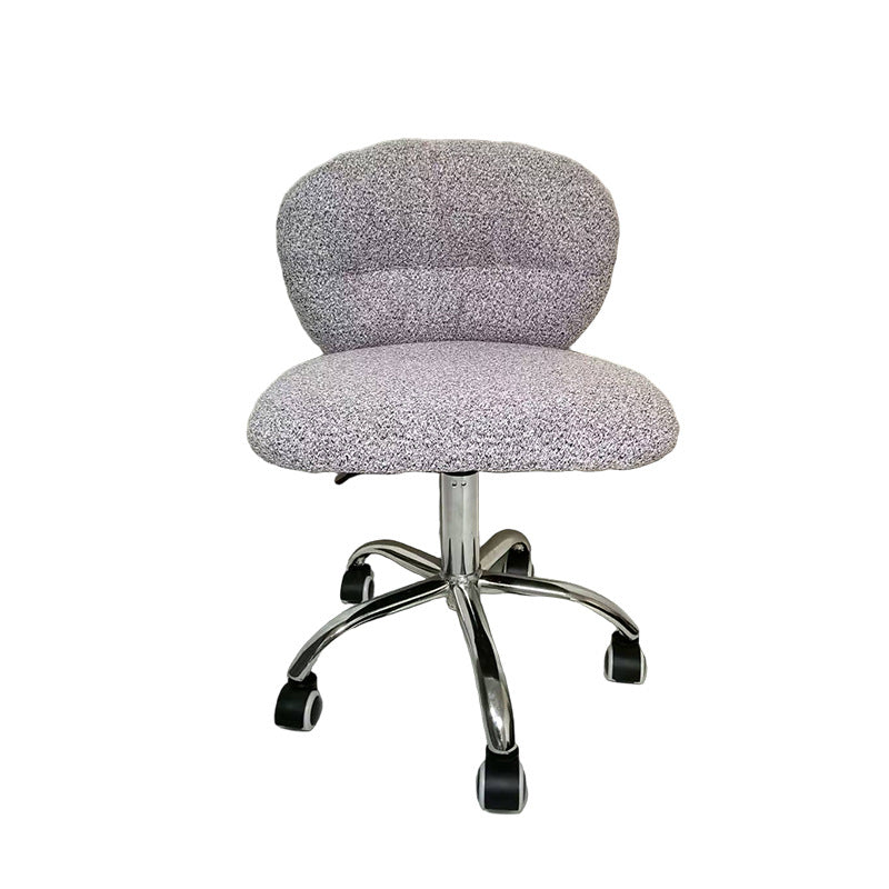 Chaise de bureau ronde moderne minimaliste en coton velours, bois et acier inoxydable avec dossier pour bureau à domicile 
