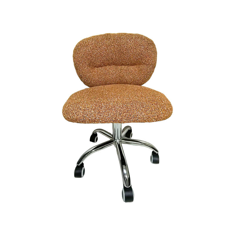 Chaise de bureau ronde moderne minimaliste en coton velours, bois et acier inoxydable avec dossier pour bureau à domicile 