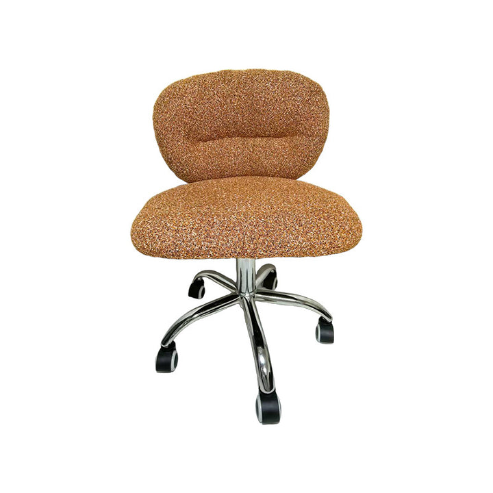 Chaise de bureau ronde moderne minimaliste en coton velours, bois et acier inoxydable avec dossier pour bureau à domicile 