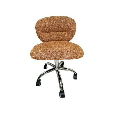 Modern Minimalist Cotton Velvet Metal Rounded Desk Chair With Backrest For Home Office