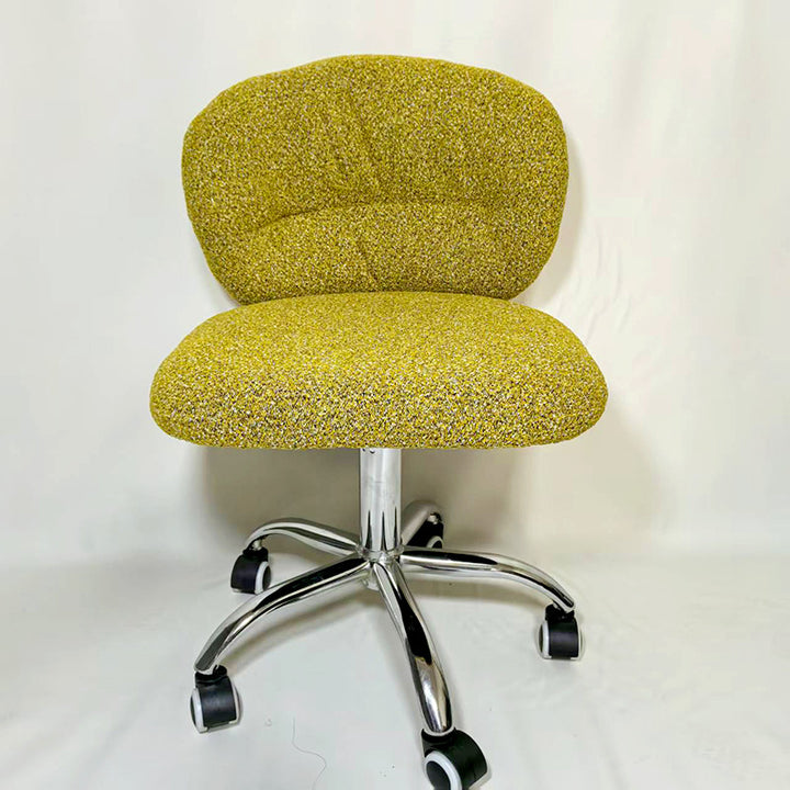 Chaise de bureau ronde moderne minimaliste en coton velours, bois et acier inoxydable avec dossier pour bureau à domicile 