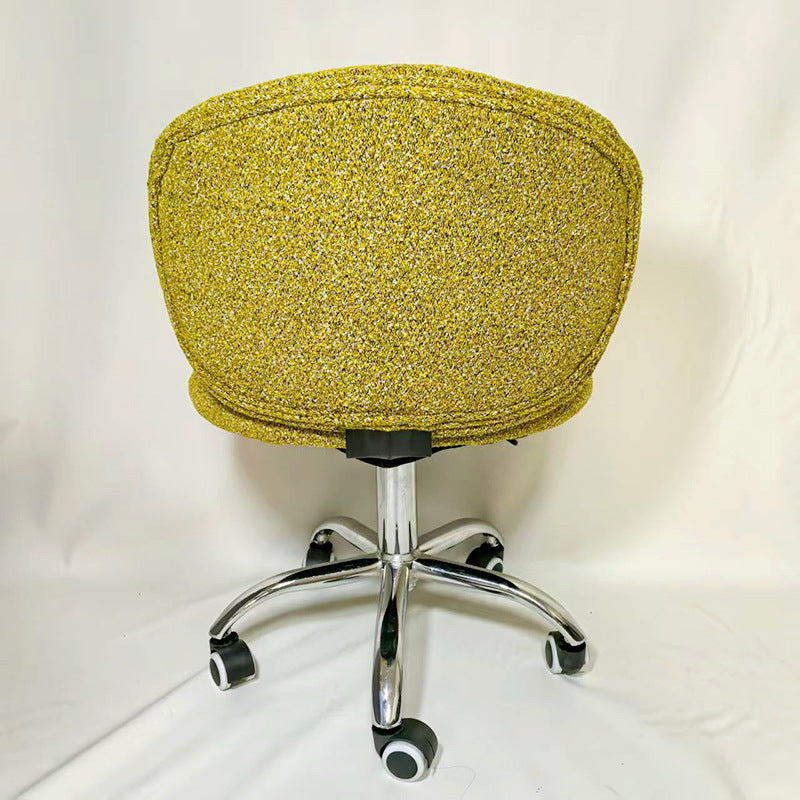 Chaise de bureau ronde moderne minimaliste en coton velours, bois et acier inoxydable avec dossier pour bureau à domicile 