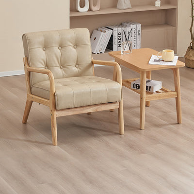 Contemporary Scandinavian Oil Wax Leather Solid Wood Rectangular Rounded Sofa 1/2/3-Seater For Living Room
