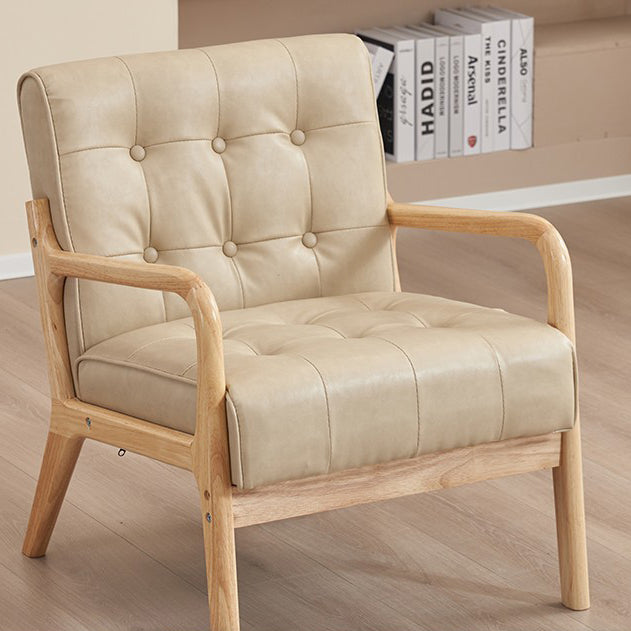 Contemporary Scandinavian Oil Wax Leather Solid Wood Rectangular Rounded Sofa 1/2/3-Seater For Living Room