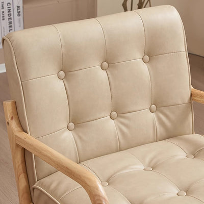 Contemporary Scandinavian Oil Wax Leather Solid Wood Rectangular Rounded Sofa 1/2/3-Seater For Living Room