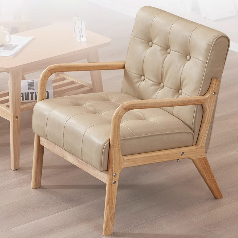 Contemporary Scandinavian Oil Wax Leather Solid Wood Rectangular Rounded Sofa 1/2/3-Seater For Living Room