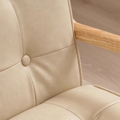Contemporary Scandinavian Oil Wax Leather Solid Wood Rectangular Rounded Sofa 1/2/3-Seater For Living Room