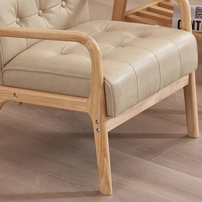 Contemporary Scandinavian Oil Wax Leather Solid Wood Rectangular Rounded Sofa 1/2/3-Seater For Living Room