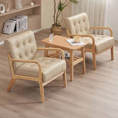 Contemporary Scandinavian Oil Wax Leather Solid Wood Rectangular Rounded Sofa 1/2/3-Seater For Living Room