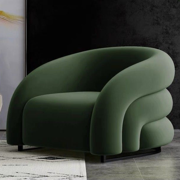 Chaise de salon semi-circulaire moderne de luxe en acier au carbone et bois massif, velours mat, avec dossier, pour salon 