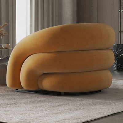 Modern Luxury Carbon Steel Solid Wood Matte Velvet Semi-Circular Lounge Chair With Backrest For Living Room