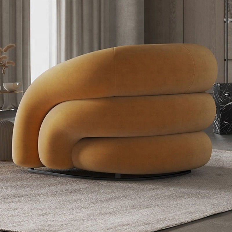 Modern Luxury Carbon Steel Solid Wood Matte Velvet Semi-Circular Lounge Chair With Backrest For Living Room