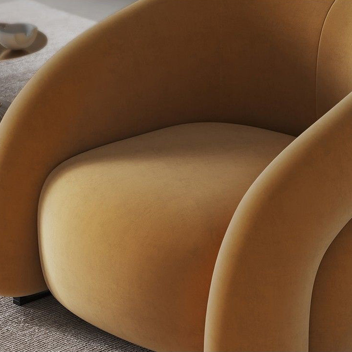 Chaise de salon semi-circulaire moderne de luxe en acier au carbone et bois massif, velours mat, avec dossier, pour salon 