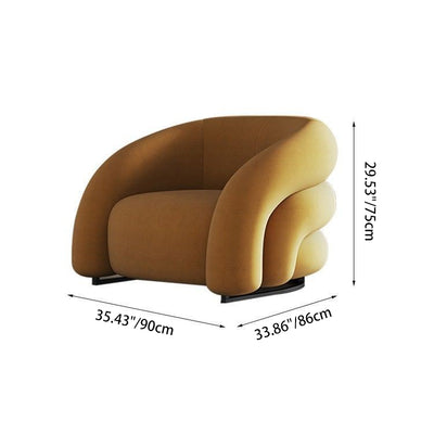 Modern Luxury Carbon Steel Solid Wood Matte Velvet Semi-Circular Lounge Chair With Backrest For Living Room