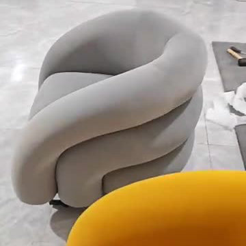 Modern Luxury Carbon Steel Solid Wood Matte Velvet Semi-Circular Lounge Chair With Backrest For Living Room