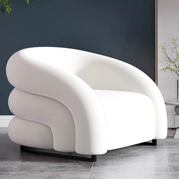 Modern Luxury Carbon Steel Solid Wood Matte Velvet Semi-Circular Lounge Chair With Backrest For Living Room