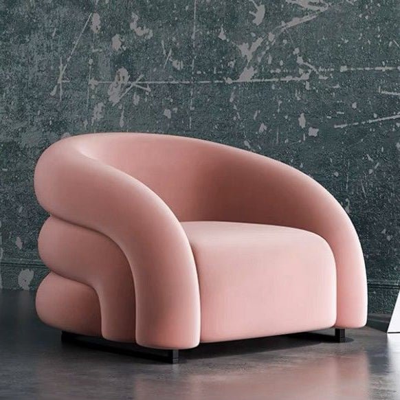 Chaise de salon semi-circulaire moderne de luxe en acier au carbone et bois massif, velours mat, avec dossier, pour salon 