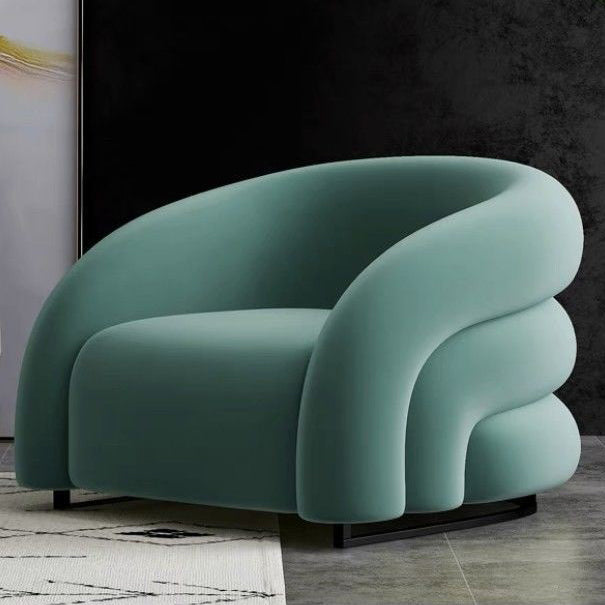 Chaise de salon semi-circulaire moderne de luxe en acier au carbone et bois massif, velours mat, avec dossier, pour salon 