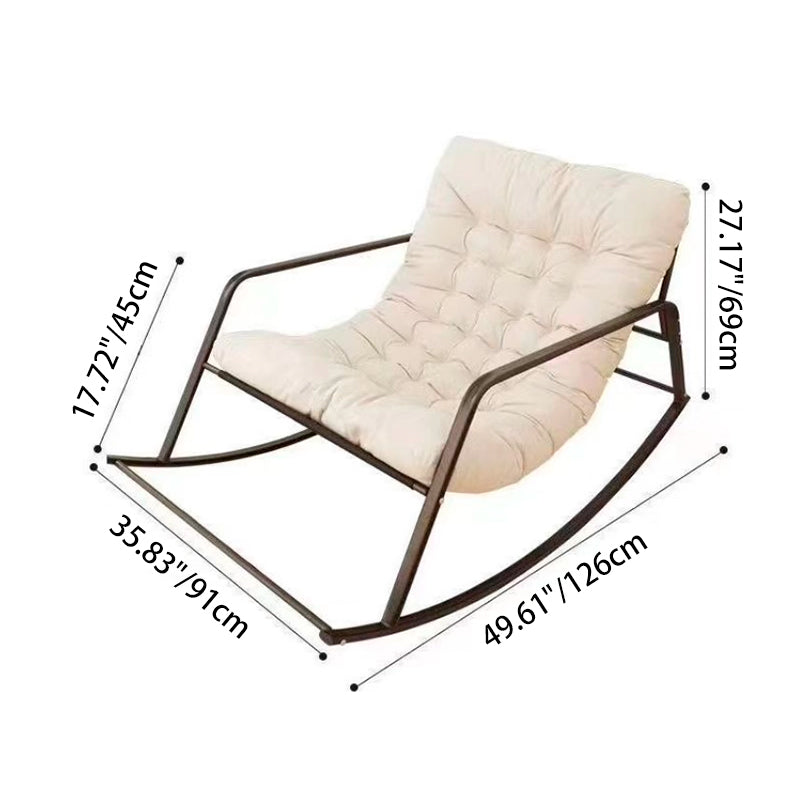Contemporary Creative Tech Fabric Carbon Steel S-Shaped Rocking Accent Chair With Backrest & Armrests For Living Room
