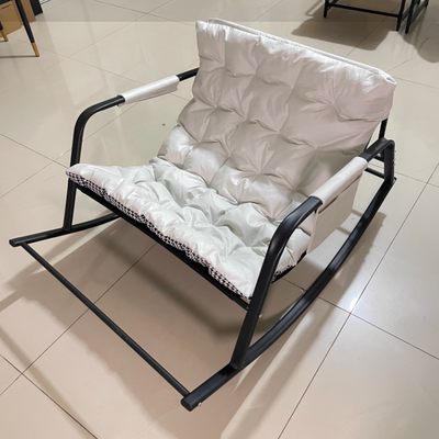 Contemporary Creative Tech Fabric Carbon Steel S-Shaped Rocking Accent Chair With Backrest & Armrests For Living Room