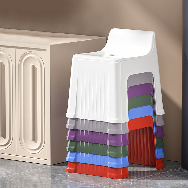 Modern Minimalist Plastic Curved Square Low Stool With Backrest For Living Room