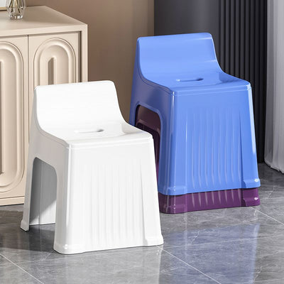 Modern Minimalist Plastic Curved Square Low Stool With Backrest For Living Room