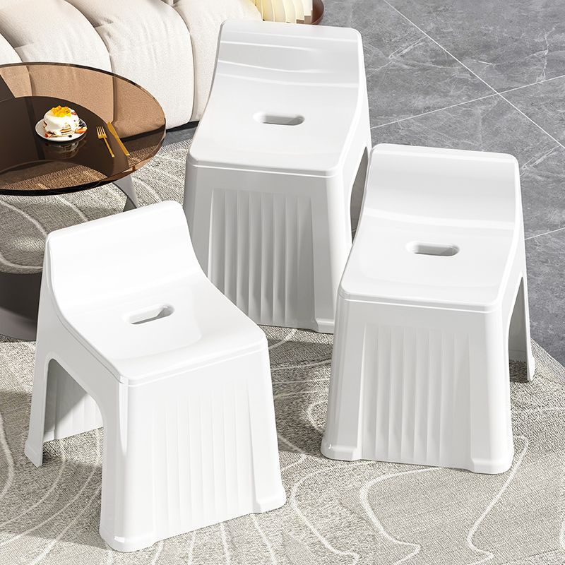 Modern Minimalist Plastic Curved Square Low Stool With Backrest For Living Room