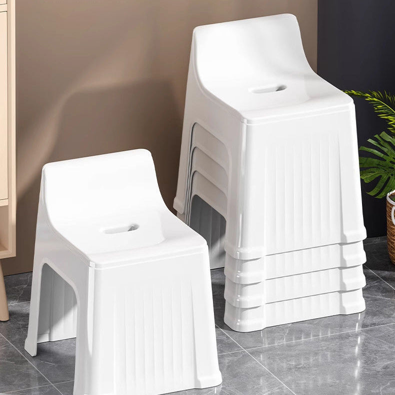 Modern Minimalist Plastic Curved Square Low Stool With Backrest For Living Room