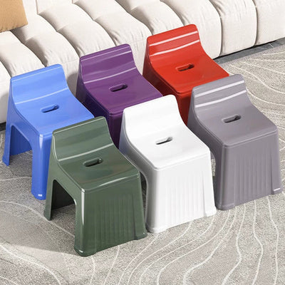 Modern Minimalist Plastic Curved Square Low Stool With Backrest For Living Room