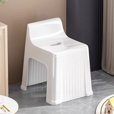 Modern Minimalist Plastic Curved Square Low Stool With Backrest For Living Room